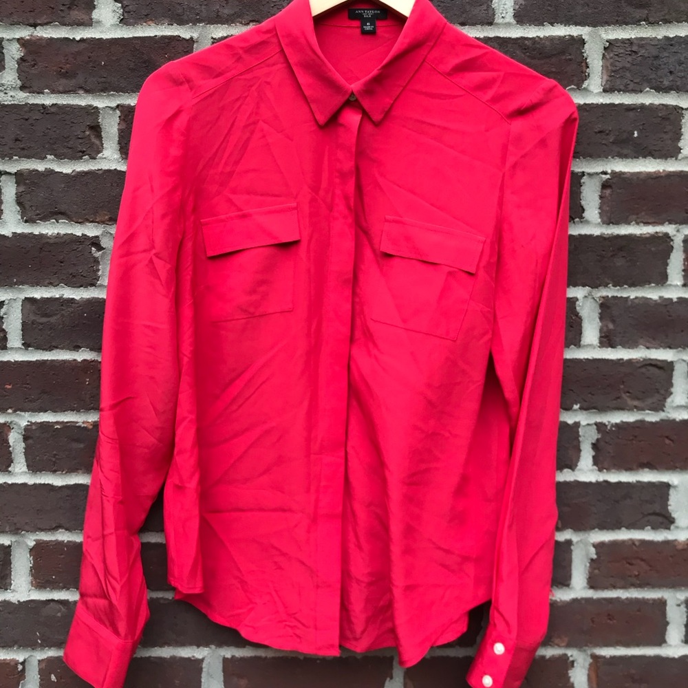 Ann Taylor silk camp utility shirt